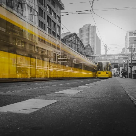 yellow tram in a city